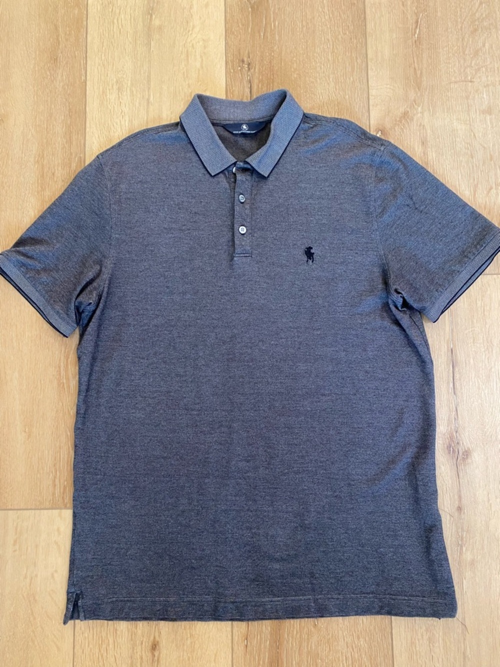 Hart Schaffner Marx Polo Shirt Charcoal Gray Embroidered Casual Work Size L